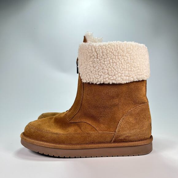 Koolaburra by UGG Lytta Short Brown Suede Faux Fur Boots 1121540K Youth Size 4 - Picture 3 of 8